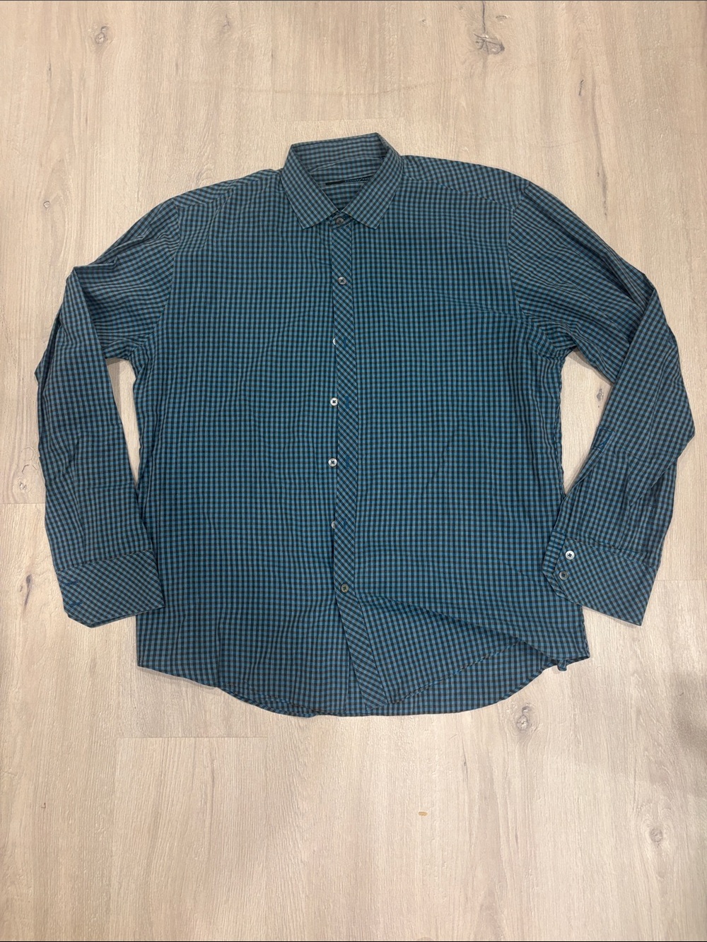 Zachary Prell Teal and Navy Checked Dress Shirt